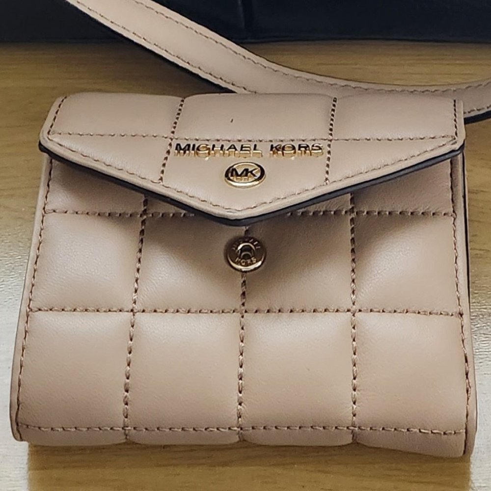 Michael Kors leather tri-fold small wallet, Tan